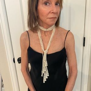 South sea cultured fresh water pearls diamond channel bar setting detail. Rare